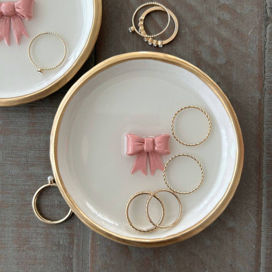 YFL Art & Home Decor - Pink Bow Ring Dish - Ring Dish