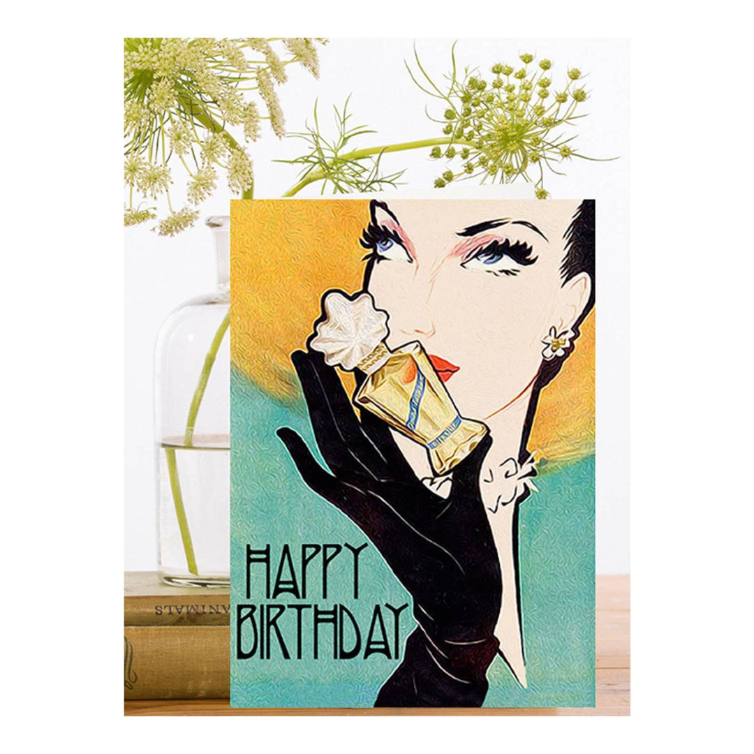 Hand Glittered Perfume Birthday Card