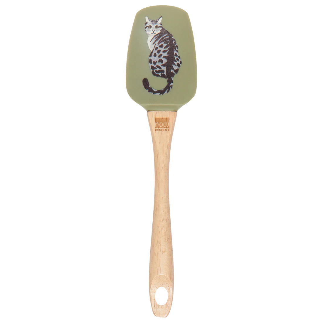 Spatula with picture of a black and grey cat 