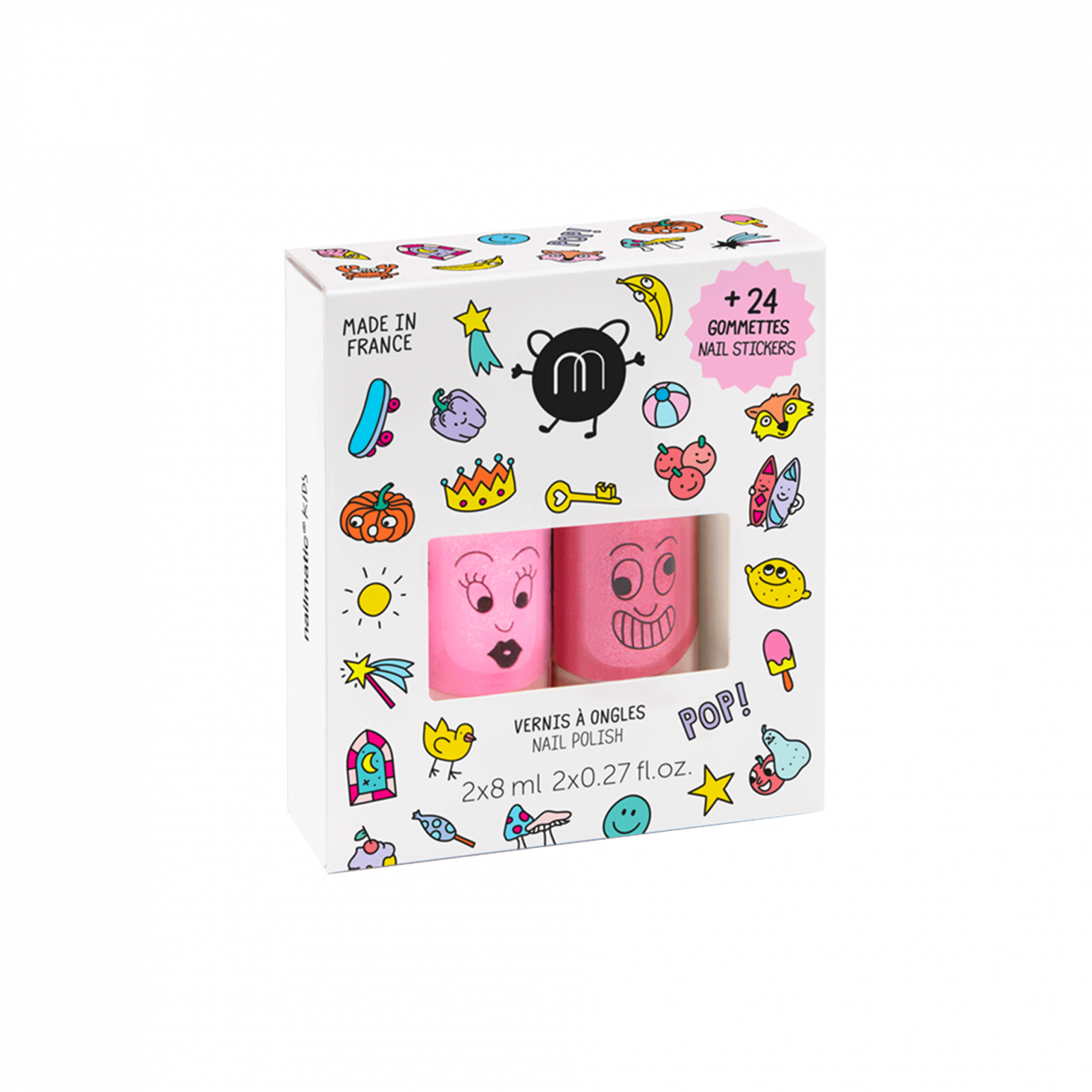 Set of 2 Kids Nail Polish & Stickers POP