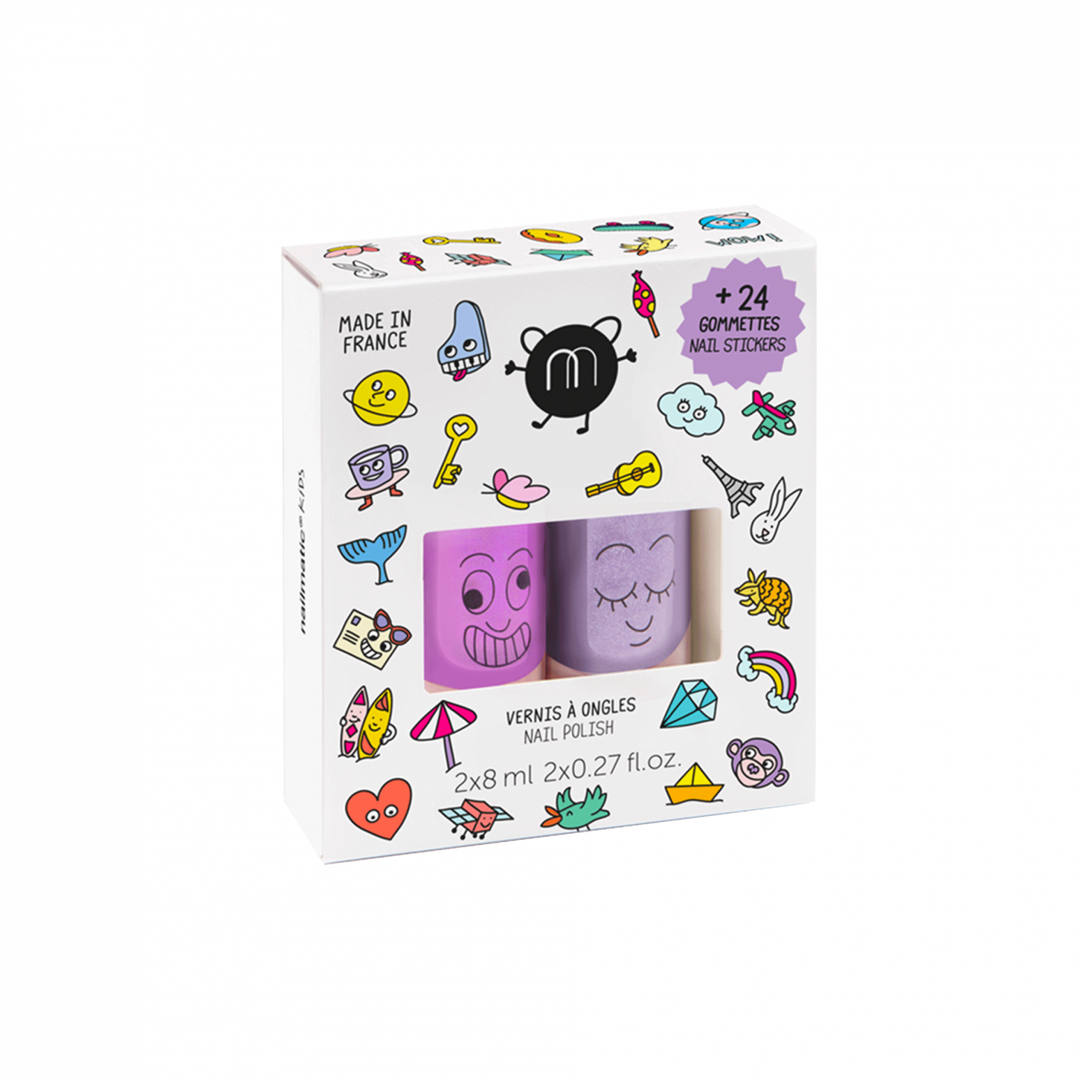 Set of 2 Kids Nail Polish & Stickers WOW