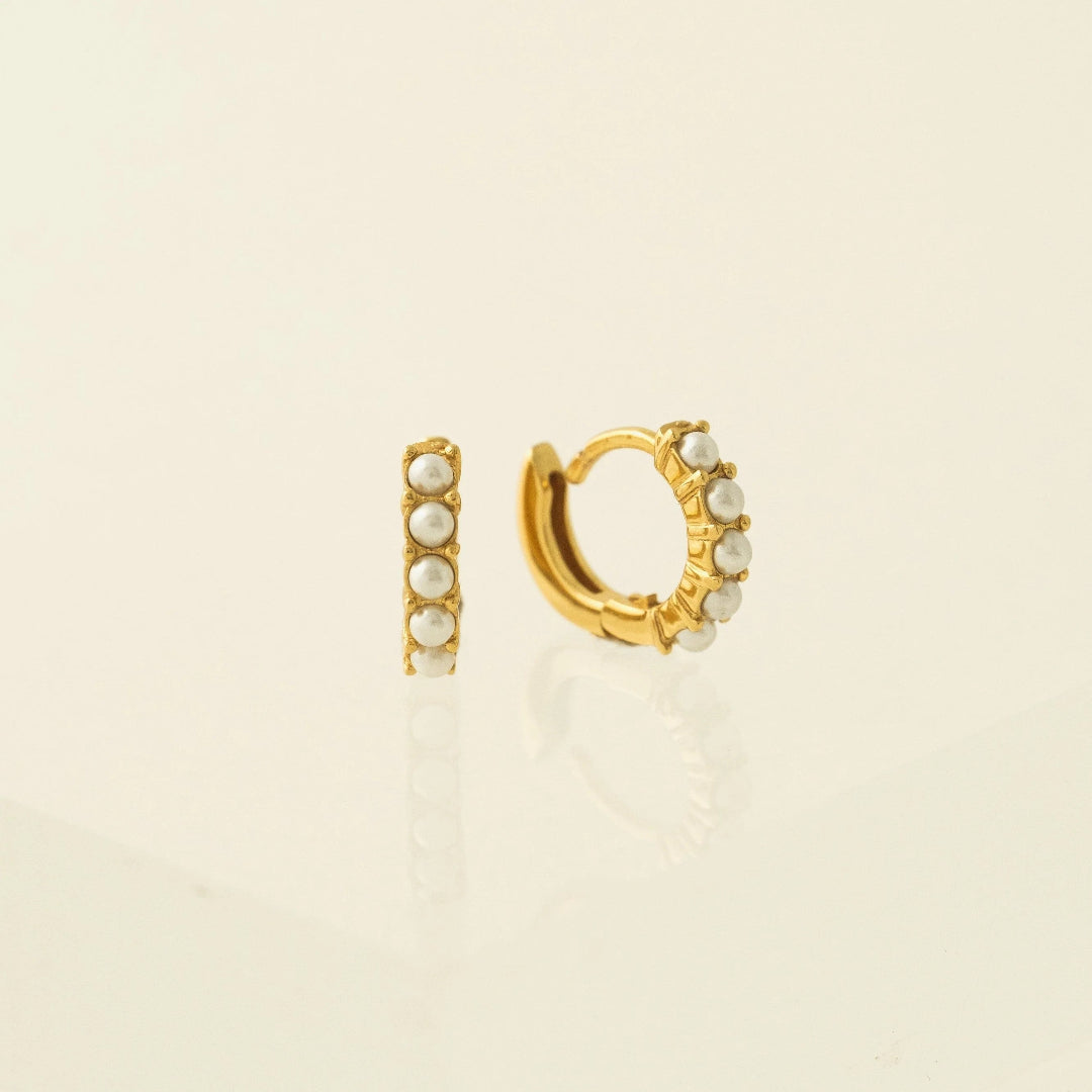 Pearl 10.5mm Huggie Hoop Earrings
