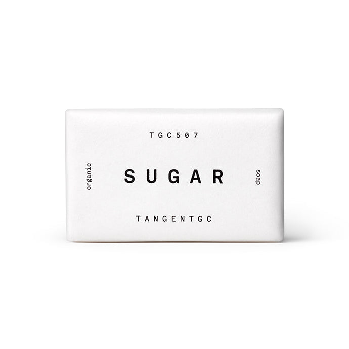 A white bar of soap with the label 'Tangent GC Sugar' and the TDC branding, indicating a size of 100g.