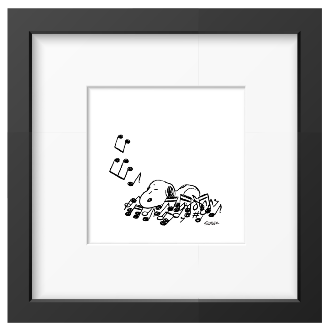 Magpie - Peanuts - Impression encadrée avec lit de notes